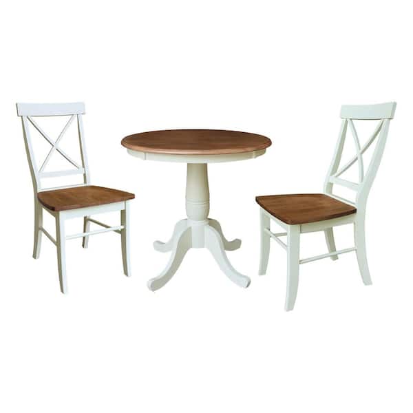 International Concepts Hampton 3-Piece Round Hickory/Shell Solid Wood Small Dining Set Seats 2