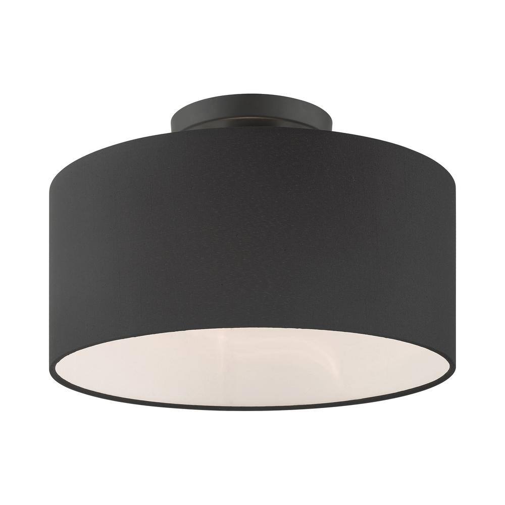 Bainbridge Modern Black and White Drum LED Semi-Flush Mount