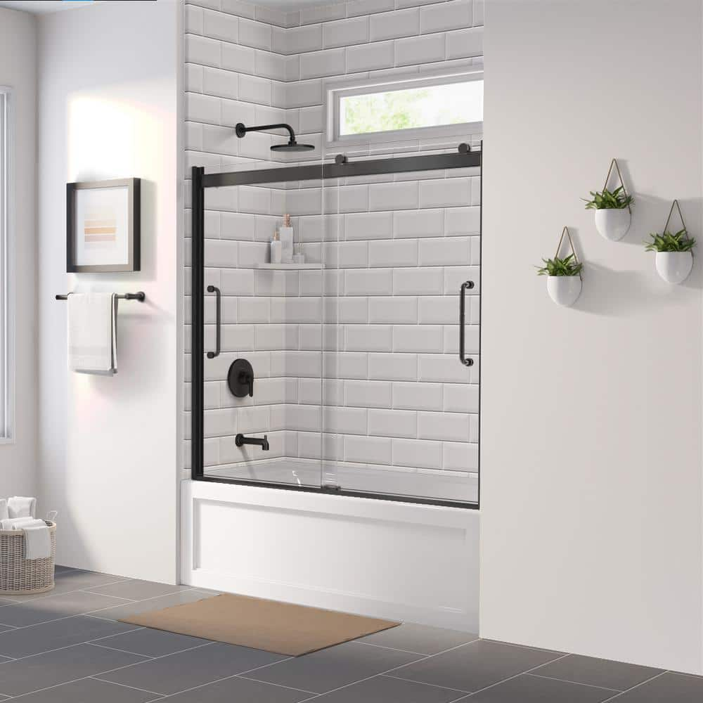 Basco Arelo 56 In. To 60 In. W Semi-frameless Sliding Tub Door 