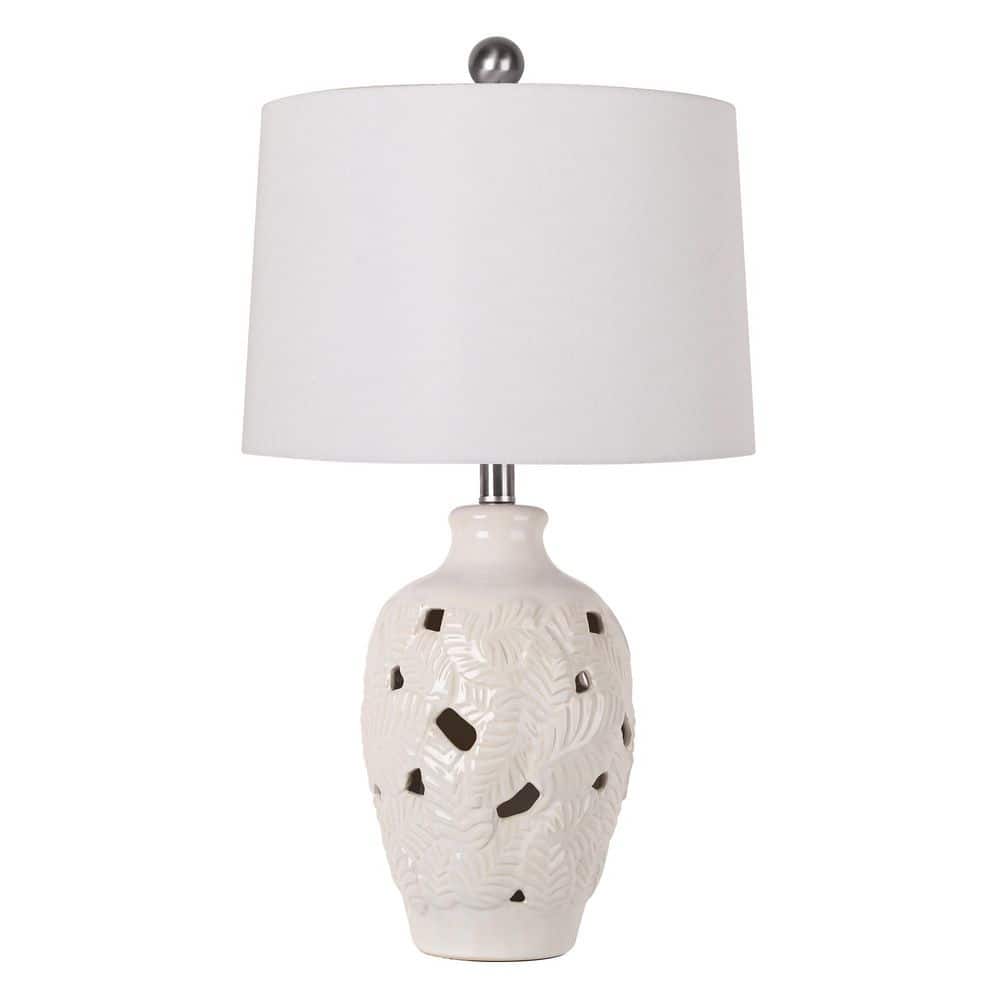 ROTTOGOON 25.5 in. Modern Ceramic Table Lamp Hollowed-out leaf