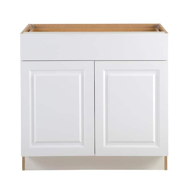 Hampton Bay Benton 36 in. W x 24.5 in. D x 34.5 in. H Assembled Base Kitchen Cabinet in White with Soft Close Full Extension Drawer