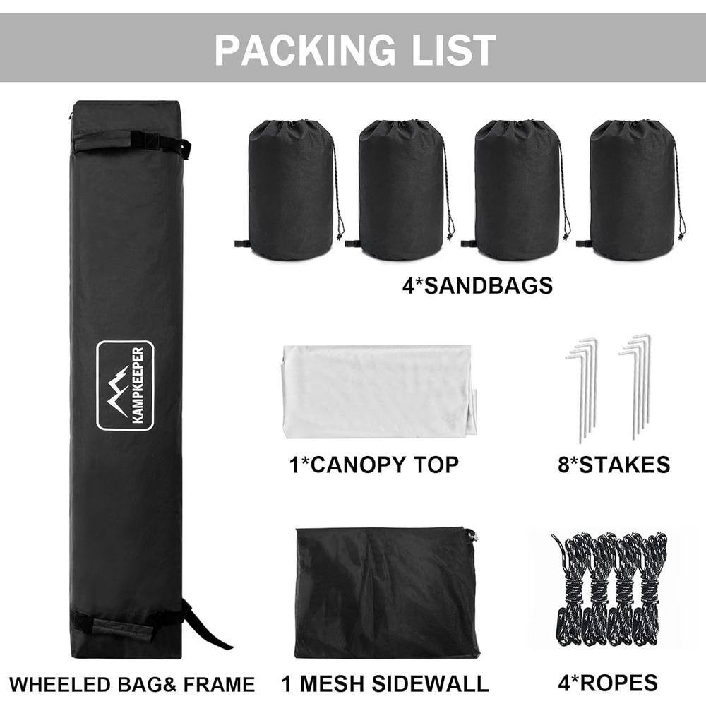 White 10 ft. x 10 ft. Outdoor Pop-Up Canopy Tent with Black Mesh Walls and Roller Bag