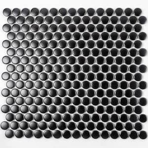 Cirkel Black 11.46 in. x 12.4 in. Glossy Porcelain Mosaic Wall and Floor Tile (9.87 sq. ft./case) (10-pack)