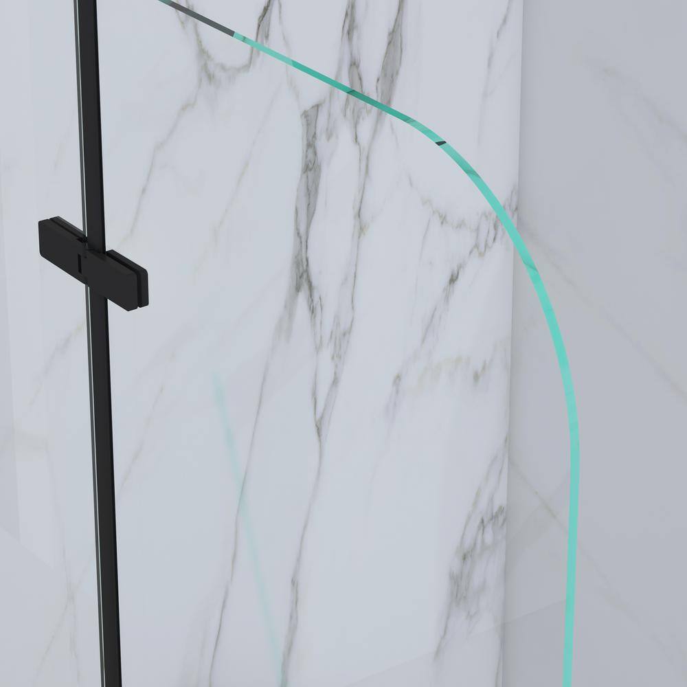 Matte Black Frameless Pivot Tub Door with Clear Tempered Glass