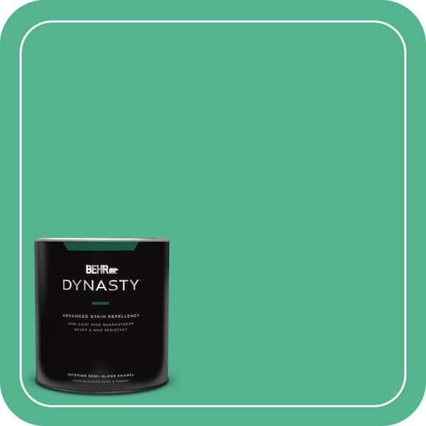 BEHR DYNASTY 1 qt. #MQ4-16 Aruba Green One-Coat Hide Semi-Gloss Enamel Interior Stain-Blocking Paint and Primer