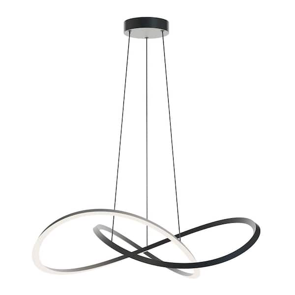 Celeste 40-Watt 1 Light Black Statement Integrated LED Pendant Light with Acrylic Shade