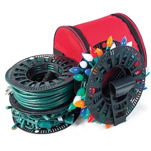 Polyester Christmas Light Storage Bag and Reels (Holds Up to 450 ft. of Wire)