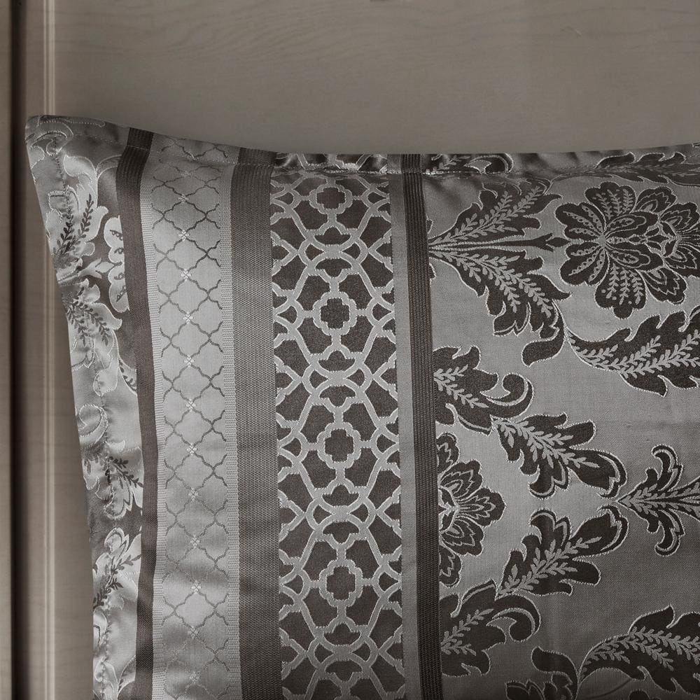 Gray King Jacquard Embroidered 7-Piece Comforter Set