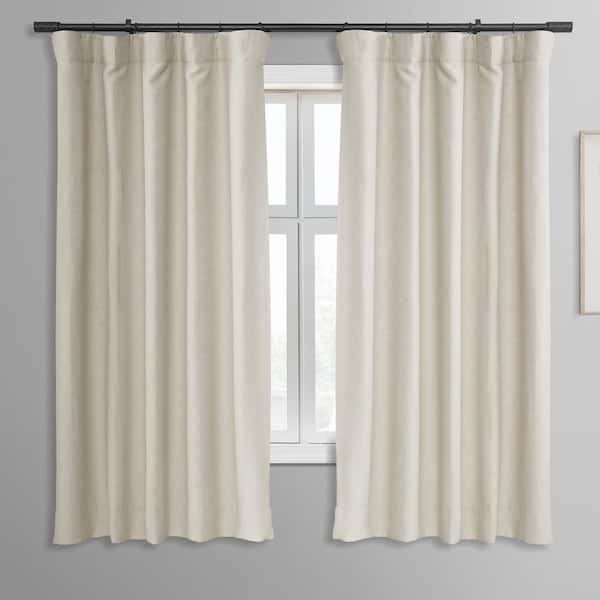 Exclusive Fabrics & Furnishings Oat Cream Rod Pocket Blackout Curtain - 50 in. W x 63 in. L (1 Panel)