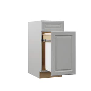 Designer Series Elgin Assembled 15x34.5x23.75 in. Pull Out Trash Can Base Kitchen Cabinet in Heron Gray