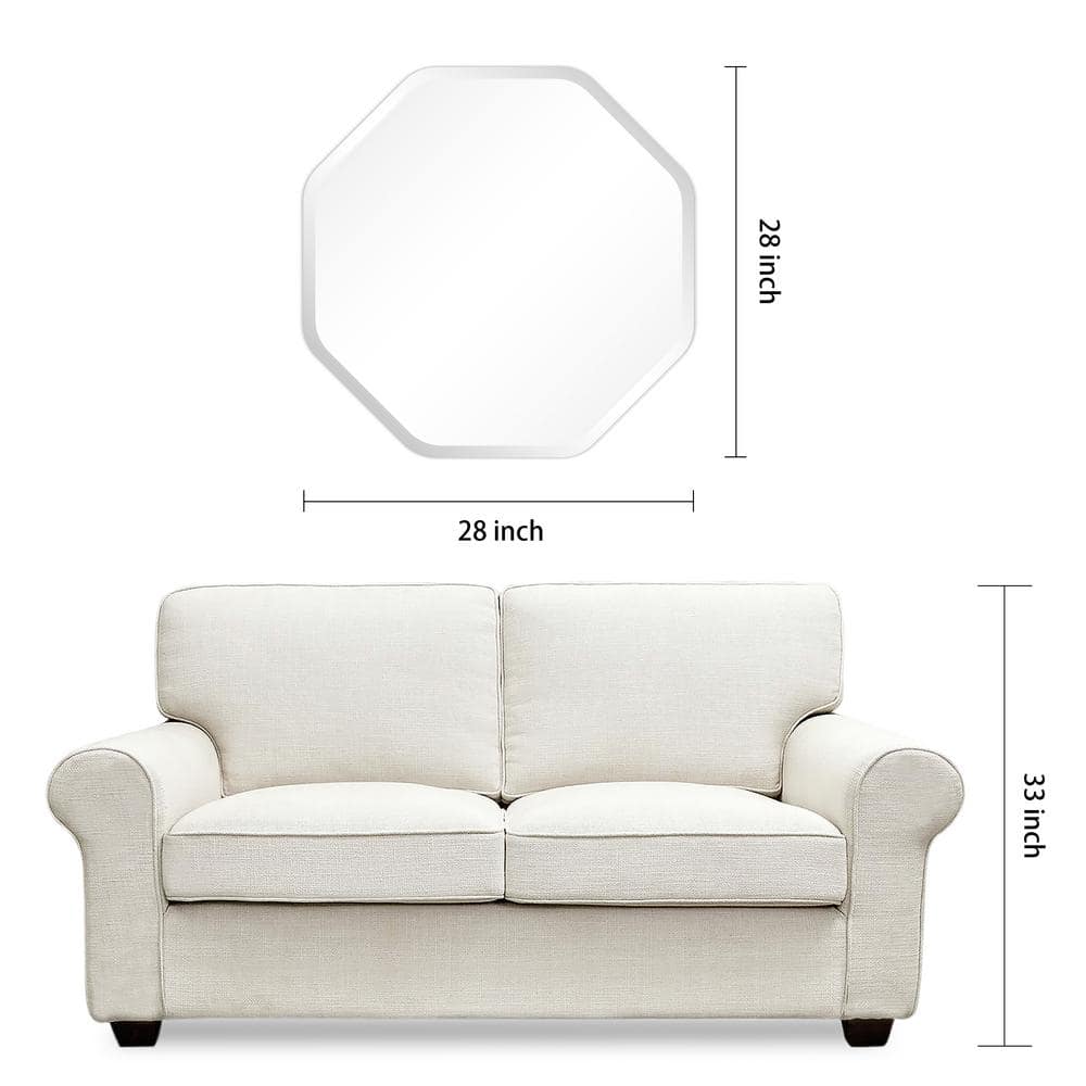 28" Frameless Beveled Octagonal Bathroom Wall Mirror