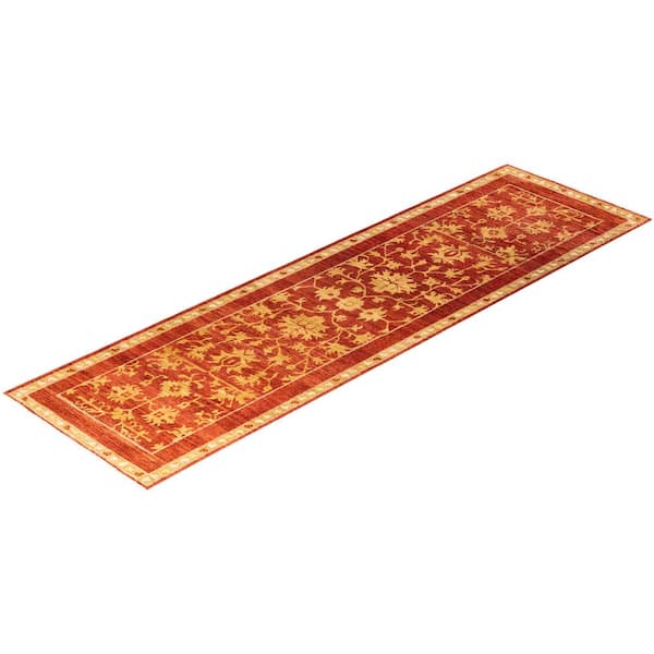 Eclectic Red 3 ft. x 10 ft. Floral Wool Indoor Area Rug