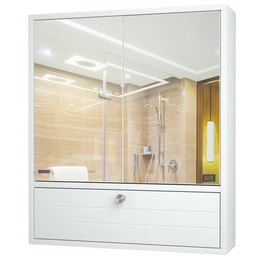 21.5 in. W Wall Mount Bathroom Storage Wall Cabinet with Double Mirror ...