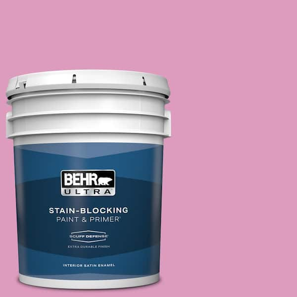 BEHR ULTRA 5 gal. #690B-4 Pink Begonia Extra Durable Satin Enamel Interior Paint & Primer