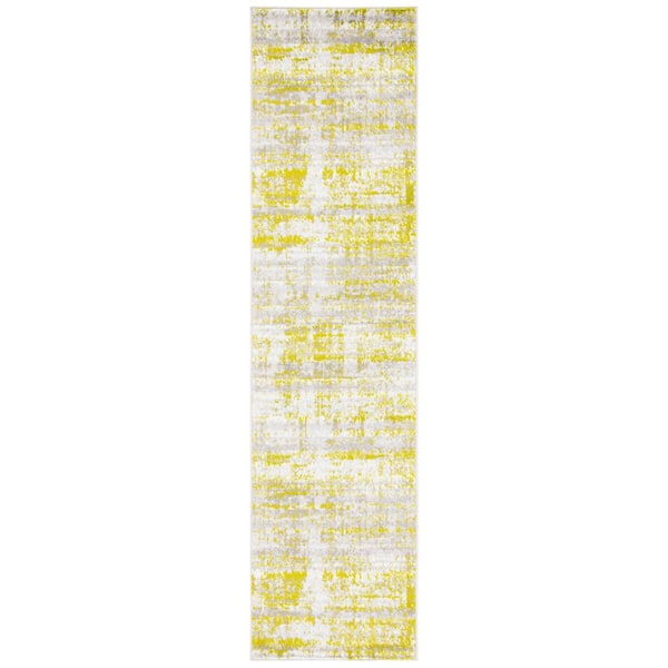 Skyler 2 ft. x 8 ft. Silver/Green Distressed Overdyed Runner Rug