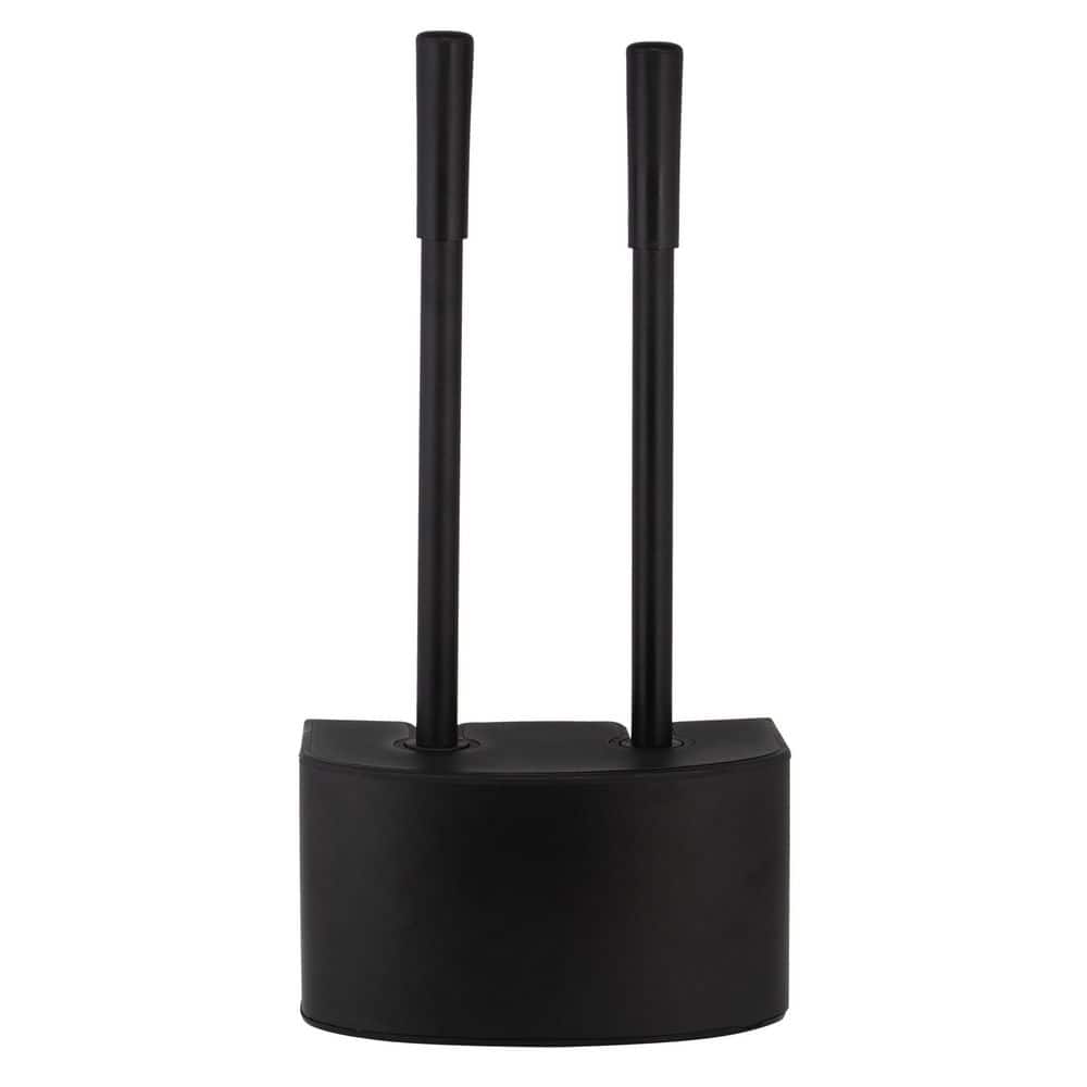 Black Stainless Steel 2-in-1 Toilet Brush and Plunger Set