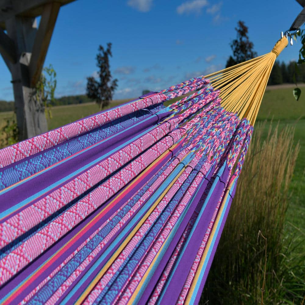 Vibrant Fiesta Double Cotton Portable Hammock Bed