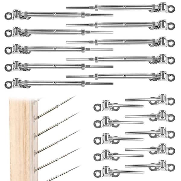 1/8 in. Stainless Steel Cable Railing Hardware Kit, 180° Swage Toggle Turnbuckle for Cable Railing System (20-Pack)