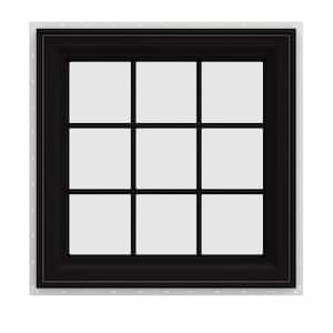 36 in. x 36 in. V-4500 Series Black FiniShield Vinyl Right-Handed Casement Window with Colonial Grids/Grilles