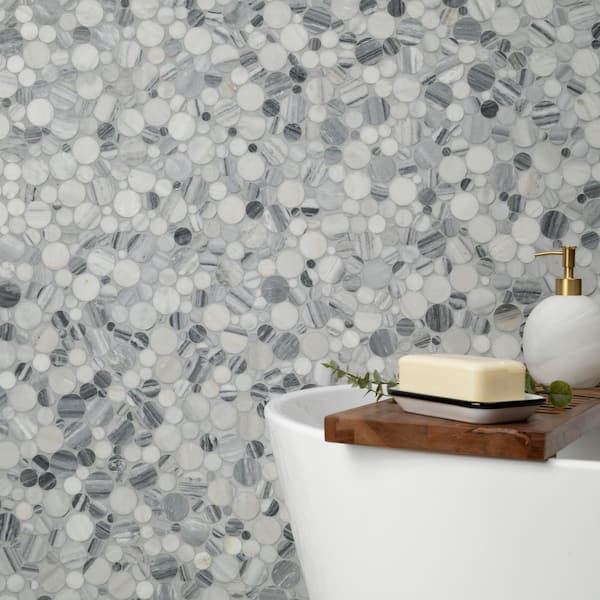 Apollo Tile Metropolis Brown and White 12-in x 12-in Polished Glass; Stone Quartz Linear Patterned Floor and Wall Tile (4.83-sq. ft/ Carton)