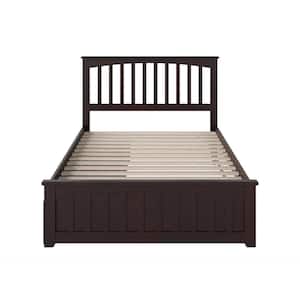 Mission Espresso Full Solid Wood Storage Platform Bed with Matching Foot Board with 2 Bed Drawers