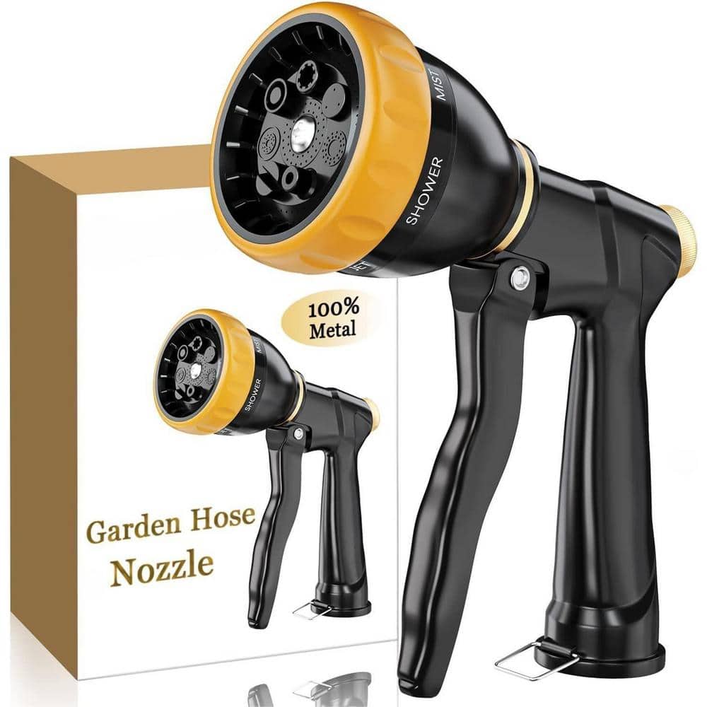 Garden Hose Adjustable Nozzle Sprayer, 100% Heavy Duty Metal Spray Nozzle w