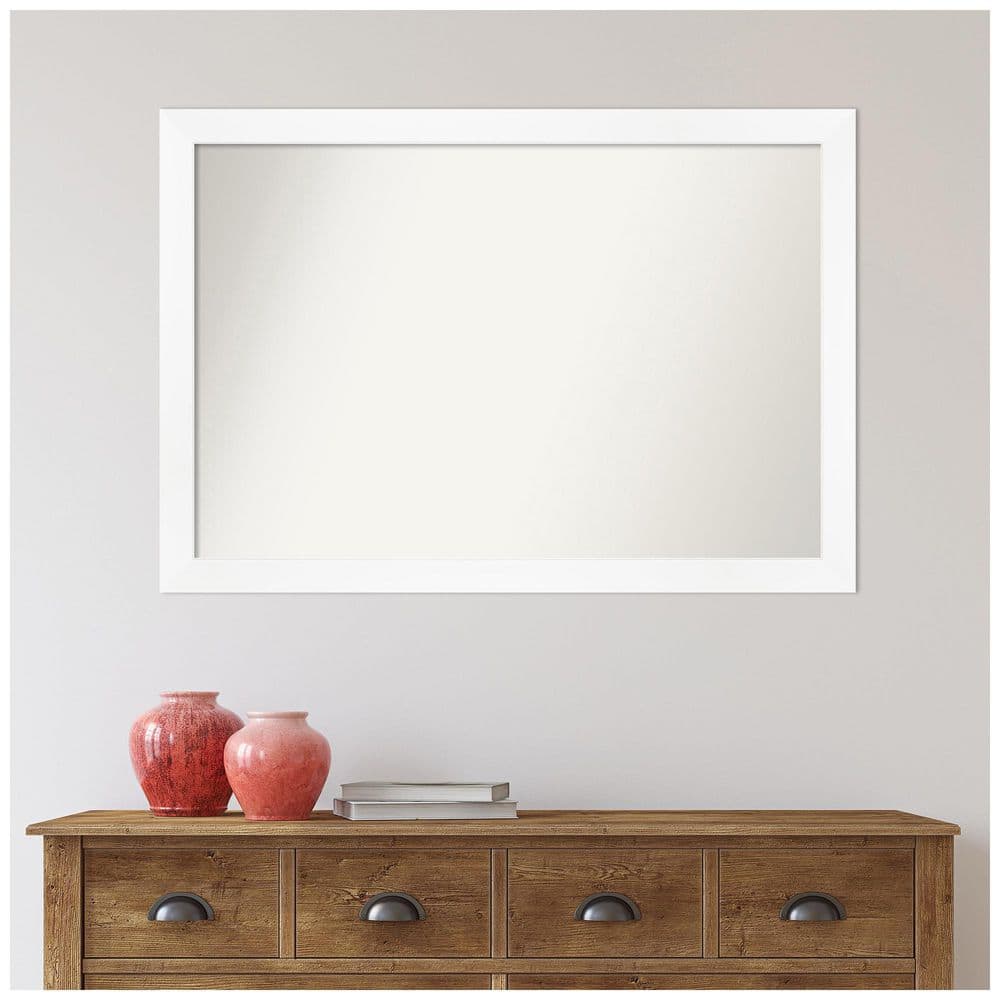 Large White Matte Wall Mounted Bathroom Mirror