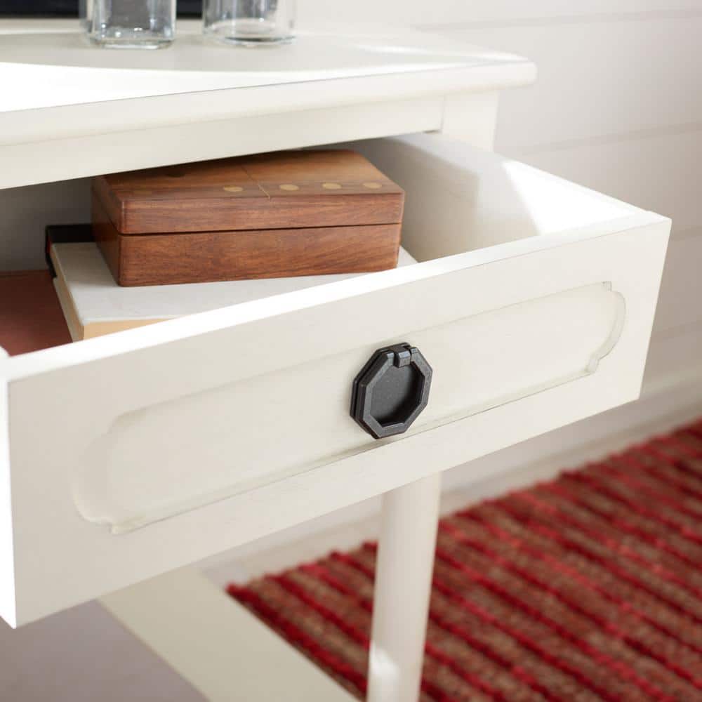Allura Distressed White Wood 1-Drawer Accent Table