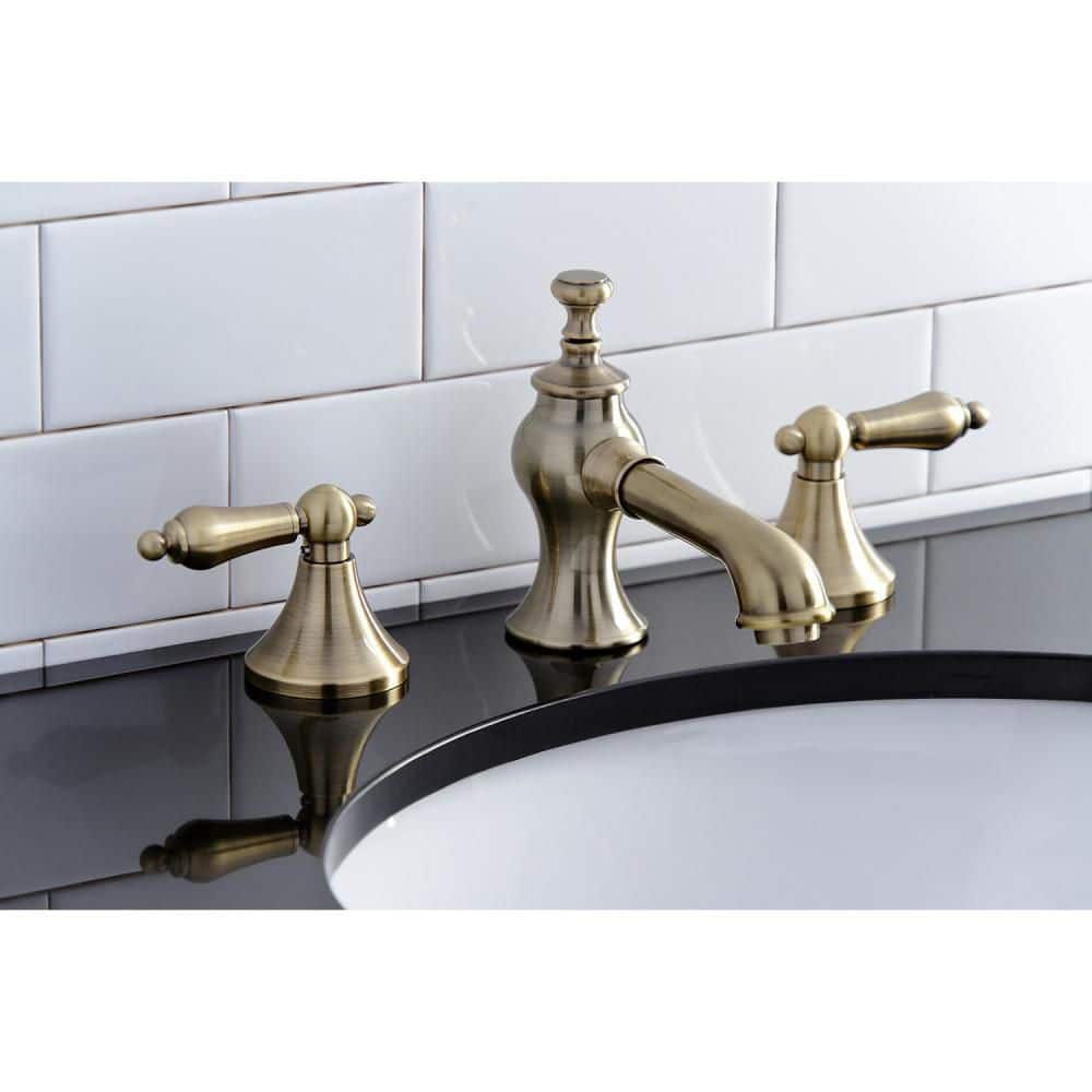 Vintage Brass 8" Widespread Elegant Bathroom Faucet