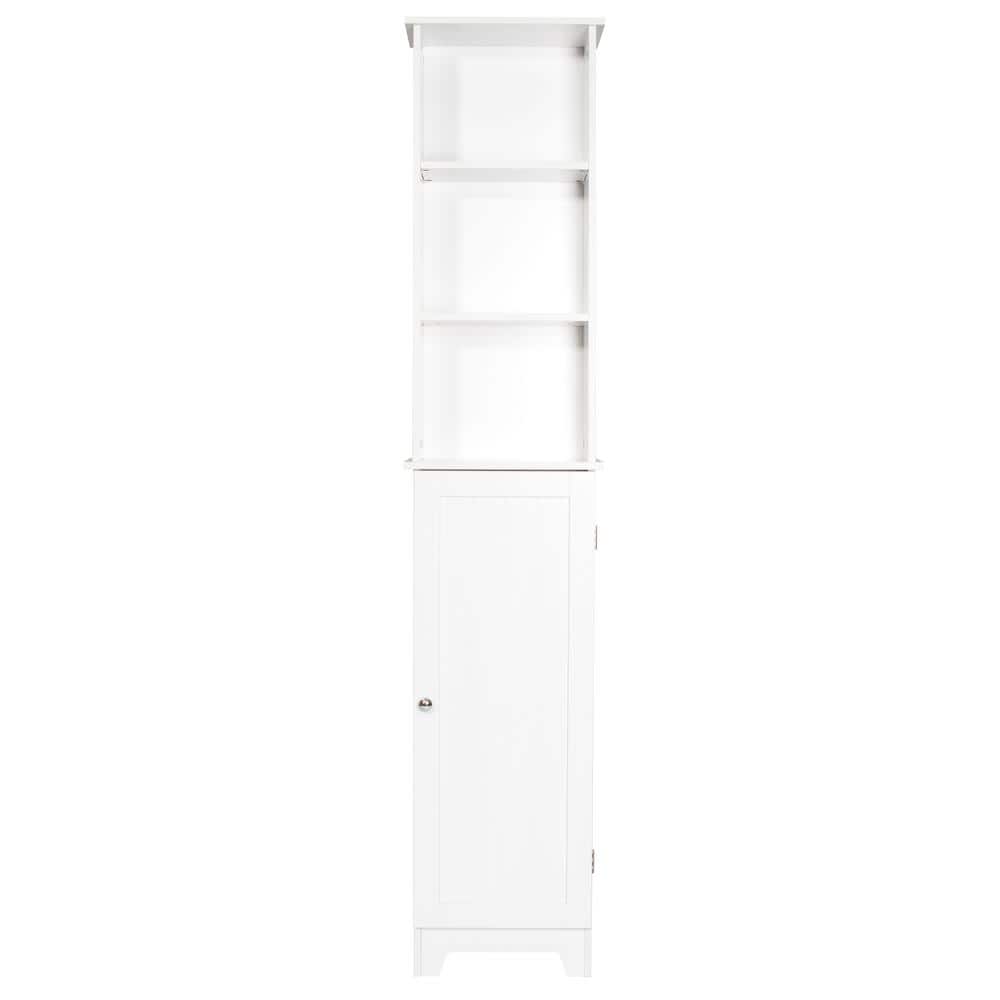 Contemporary White Wood Tall Floor Shelf with Adjustable Shelves