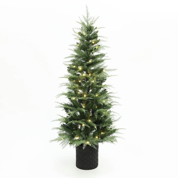 5 ft. PreLit Green Artificial Christmas Tree Decoration Potted