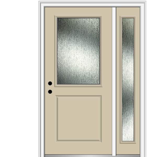 MMI Door 48 in. x 80 in. Right-Hand Inswing Rain Glass Wicker Fiberglass Prehung Front Door on 4-9/16 in. Frame