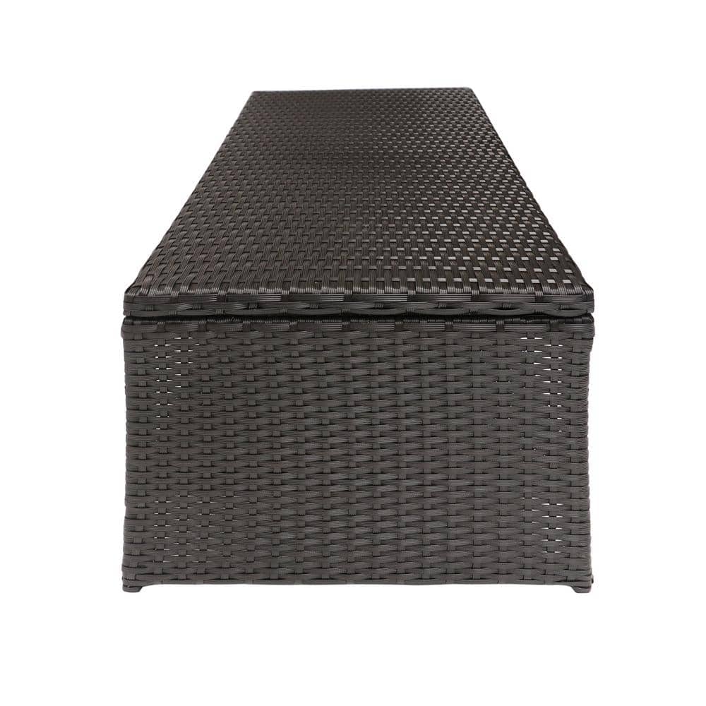 Brown Rectangular Wicker Outdoor Coffee Table with Steel Frame