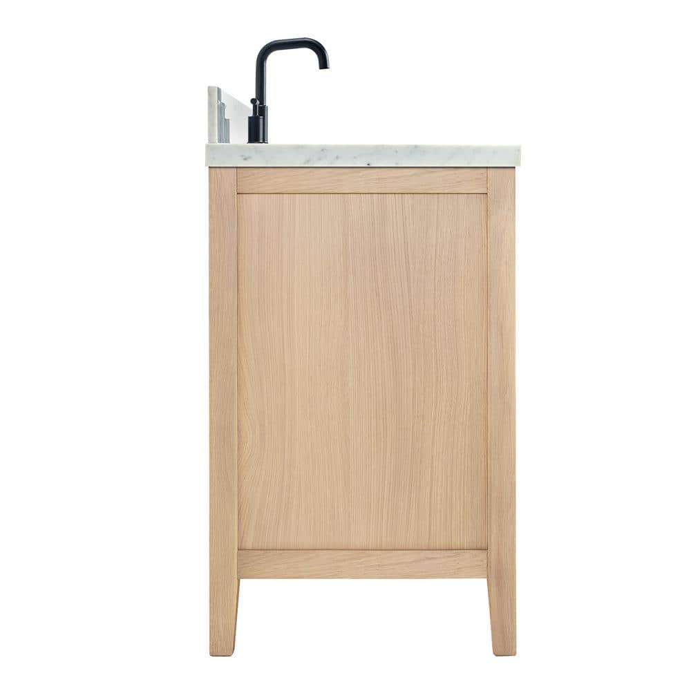 Camila 55" Light Brown Oak Single Sink Bathroom Vanity with Carrara Marble Top