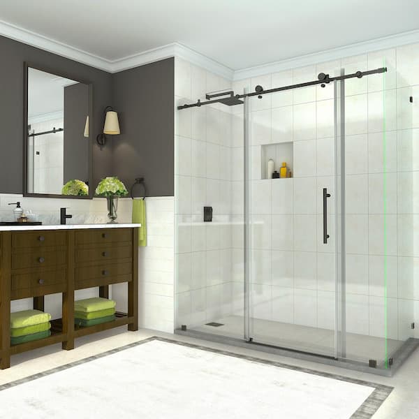 Aston Coraline 68 - 72 in. x 33.875 in. x 76 in. Completely Frameless Sliding Shower Enclosure in Oil Rubbed Bronze