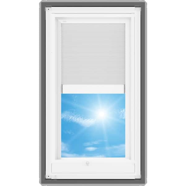 21 in. x 37-7/8 in. Manual Venting Deck Mount Skylight with Laminated LowE3 Glass, Solar Powered Room Darkening Shade