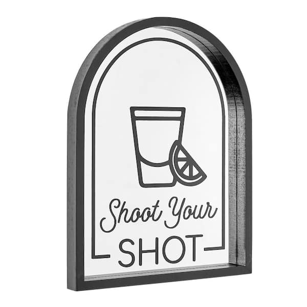Shoot Your Shot Black 11. 5in W x 14. 5in H Masculine Classic Arch MDF Framed Mirror