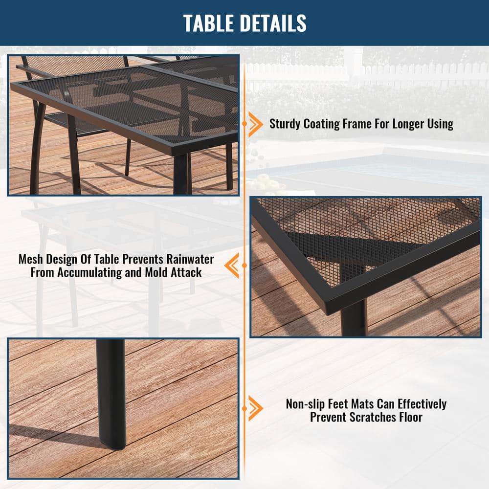 Table details showing frame and mesh design features.