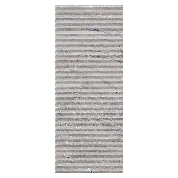 Giorbello Spanish Marmol 4 in. x 12 in. x 9mm Travertine Porcelain Wall Tile Deco Silver Sample