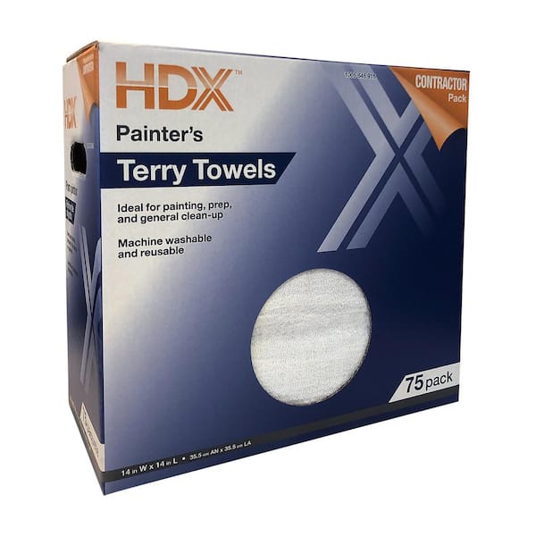HDX 14 in. x 14 in. Painter's Terry Towels (75-Pack)