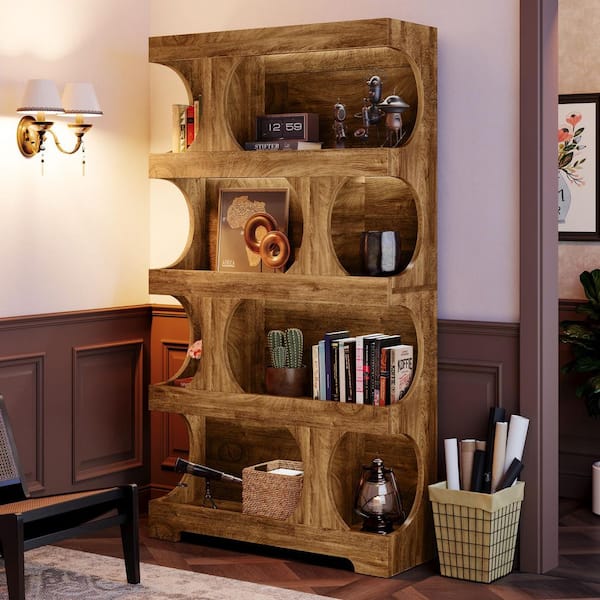 Standard Home Depot Racks BYBLIGHT Eulas 71.26 in. Tall Light Yellow Wood 4-Shelf Standard ...