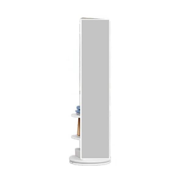 Multifunctional White 17.8 in. W x 66 in. H Rectangle Wood Framed Full Length Decor Mirror with Hook, Storage Rack
