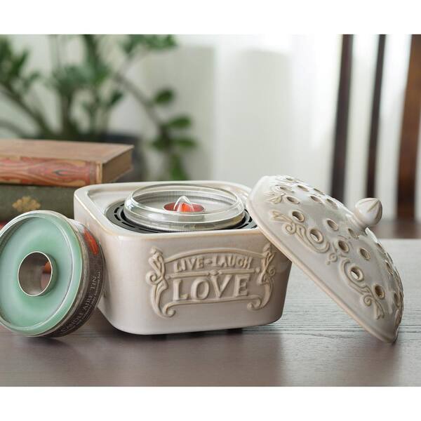 Candle Warmers Etc 8.2 in Live, Laugh, Love Candle Aire with Candle Aire Tin Bundle