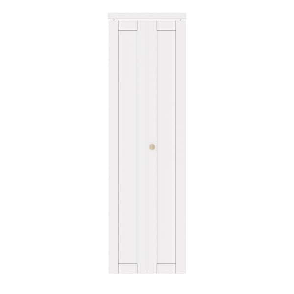 24 in. x 80 in. 1 Lite Solid Core Panel White Primed Composite MDF Interior Closet Bi-fold Door with Hardware Kit