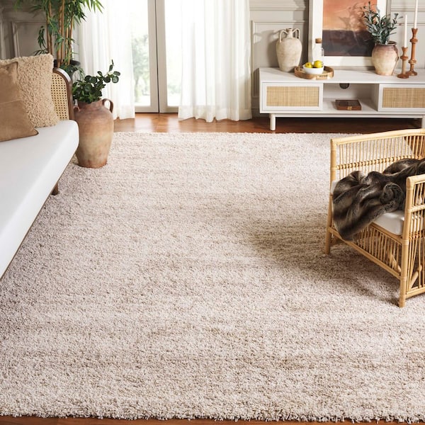 Hudson Shag 8 ft. x 10 ft. Ivory/Beige Solid Marle Area Rug