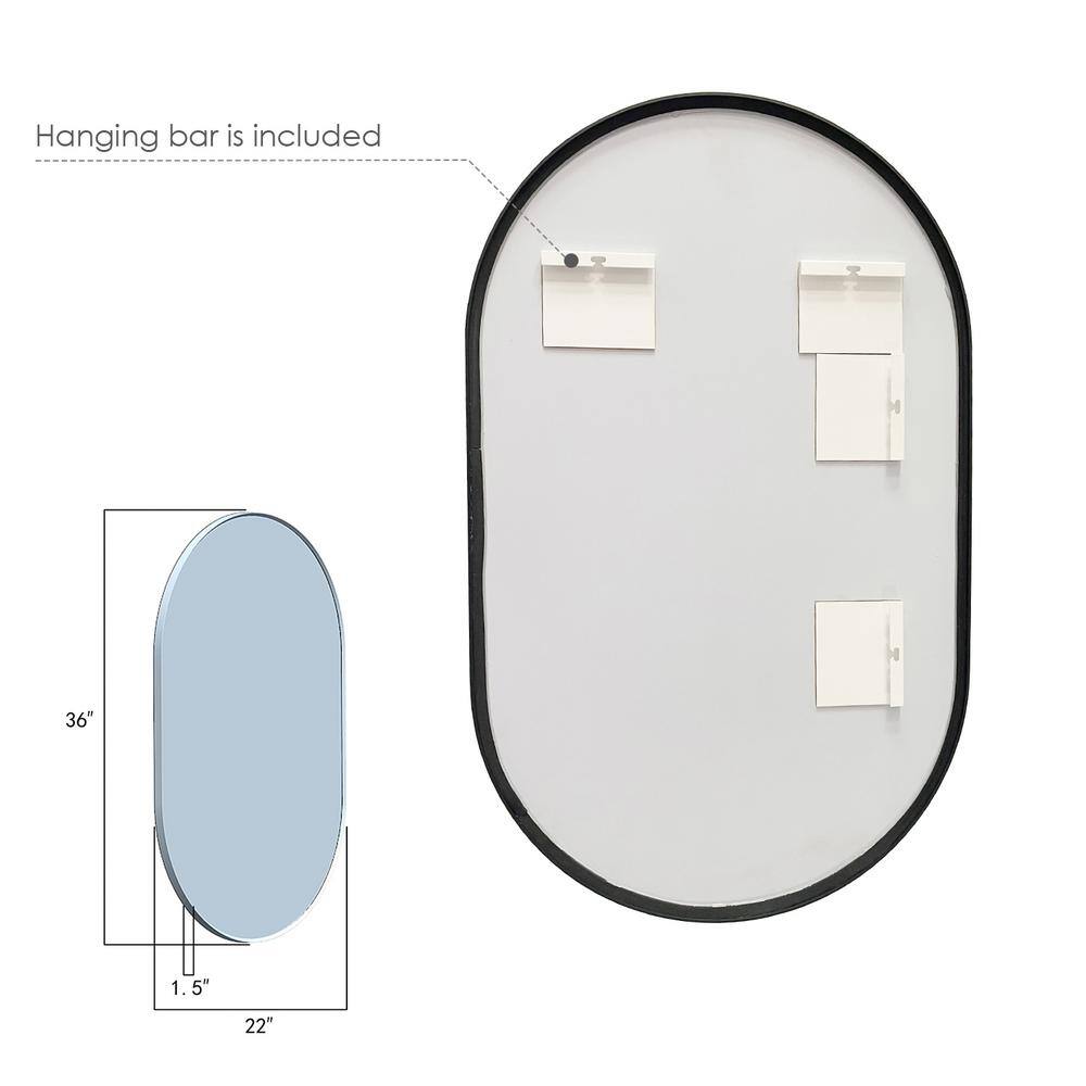 Ispra 36" Oval Matt Black Aluminum Bathroom Mirror