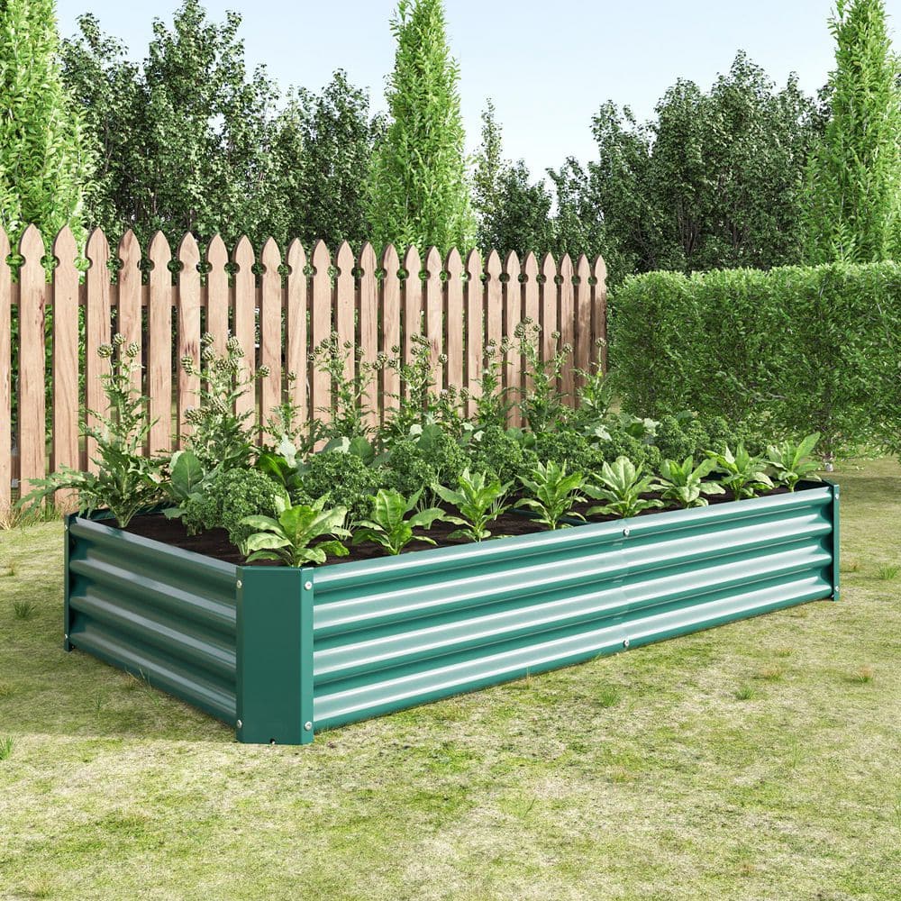 70.87 in. x 35.83 in. x 11.81 in. Green Metal Raised Garden Bed
