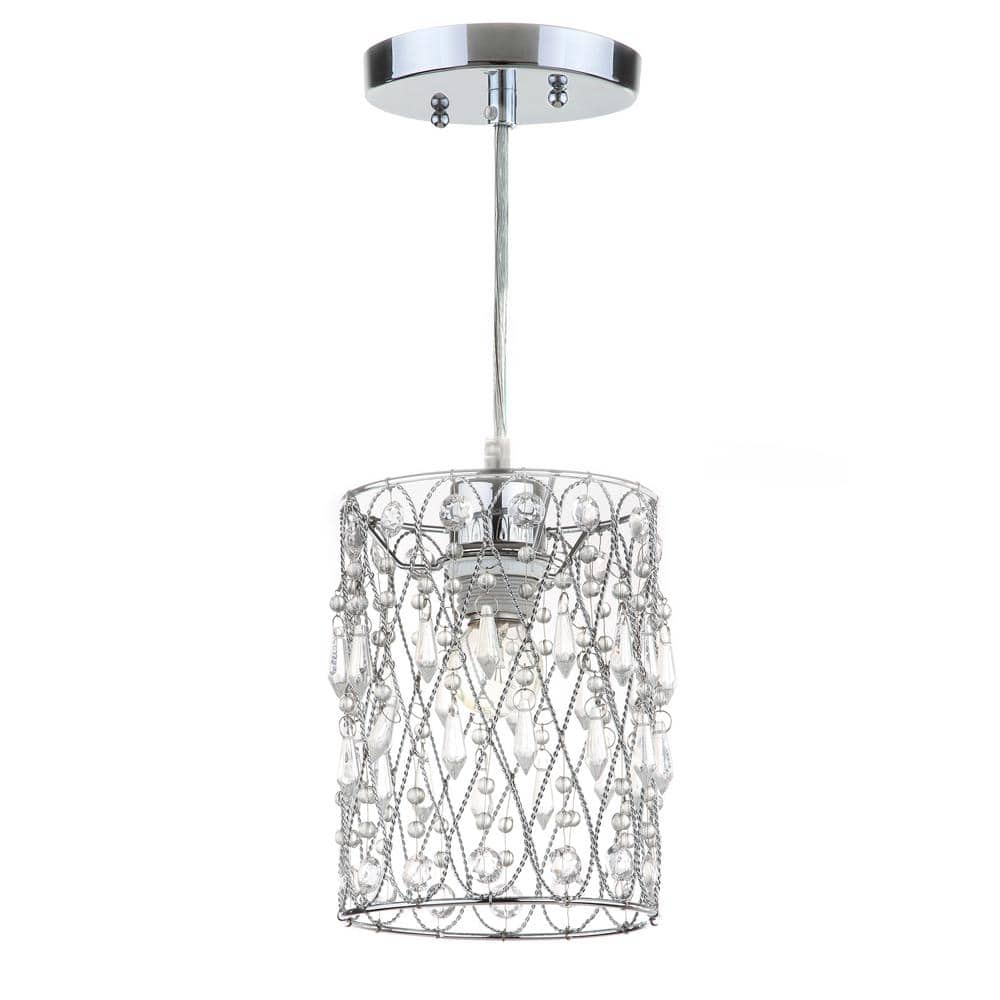 Vega Chrome Crystal Beaded Adjustable Pendant - Contemporary Elegance