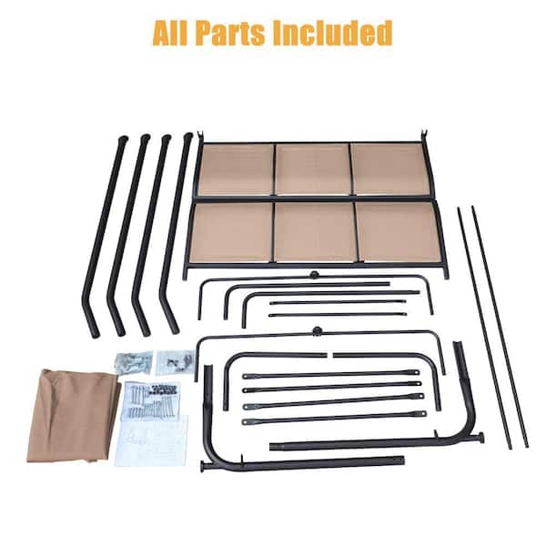 3-Person Beige Steel Frame Freestanding Patio Swing with Beige Soft Removable Cushion Adjustable Canopy Porch Swing Deck