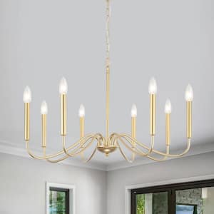 Clerise 8-Light Gold Classic Modern Candle Style Chandelier for Living Room Kitchen Island Dining Room Foyer